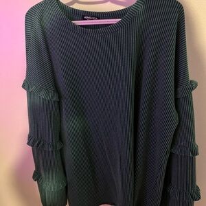 Boutique Green Ribbed Sweater